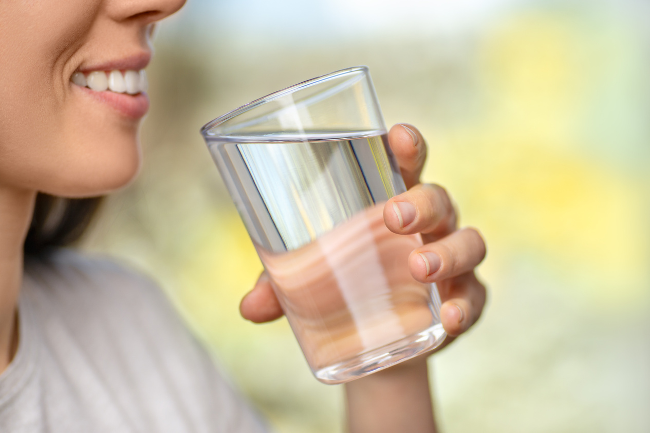 woman drinks water